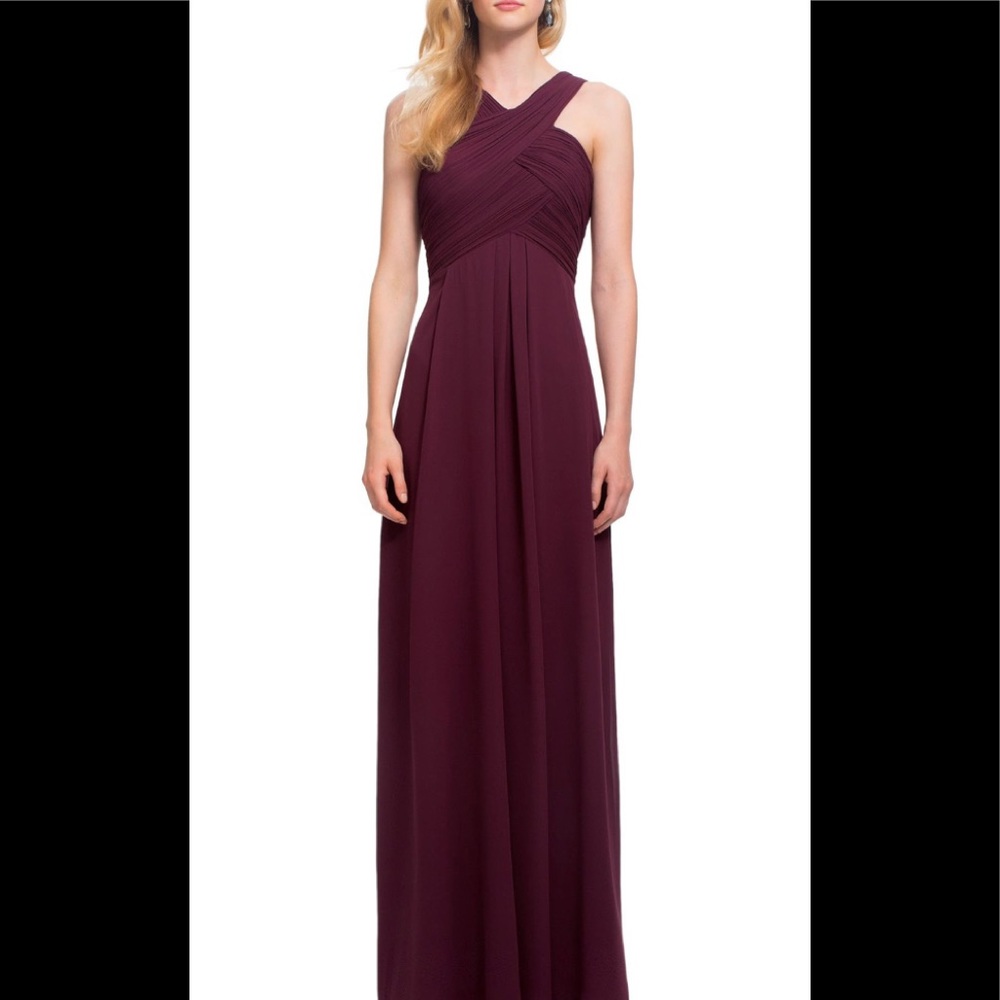 #Levkoff Crisscross Neck Chiffon A Line Gown